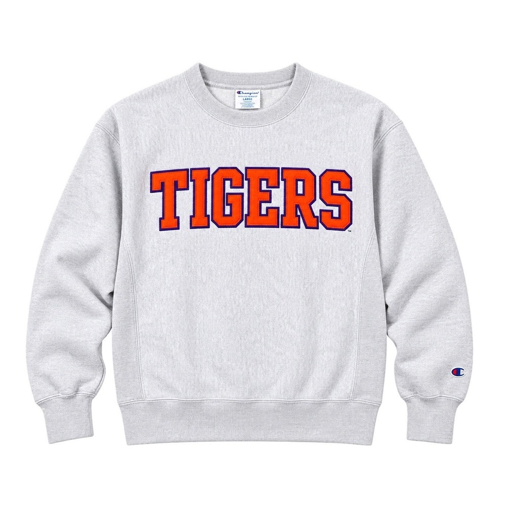 Vintage Clemson Tigers Champion Reverse Weave Sweatshirt Gray L Tackle Twill ACC